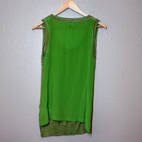 M Missoni Women’s 100% Silk Horizontal Stripe Scoop Neck Tunic Tank Green Size 2 - Picture 4 of 9
